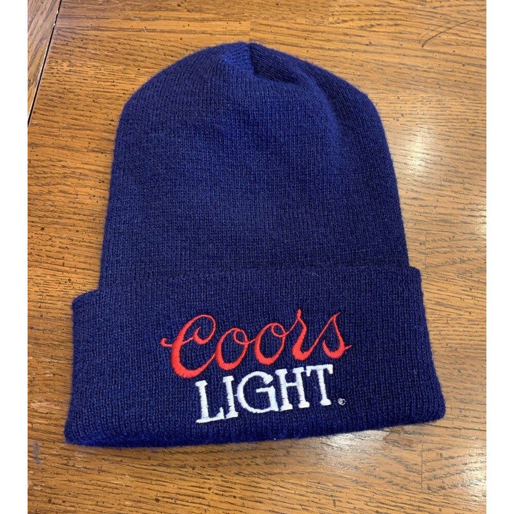 Coors Knit Beanie Navy One Size Beer Party Tailgate Embroidered Logo Spellout